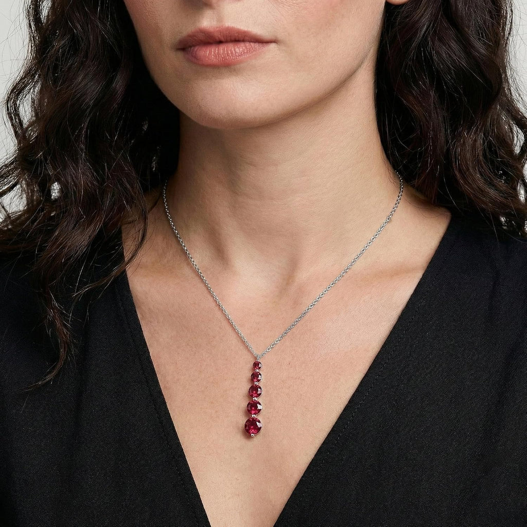GOODSTONE JEWELS 925 Sterling Silver Linear Drop Pendant Necklace for Women | Size 16+2 Inch Cable Chain with Lobster Clasp | Natural Birthstone Jewelry Gift for Her