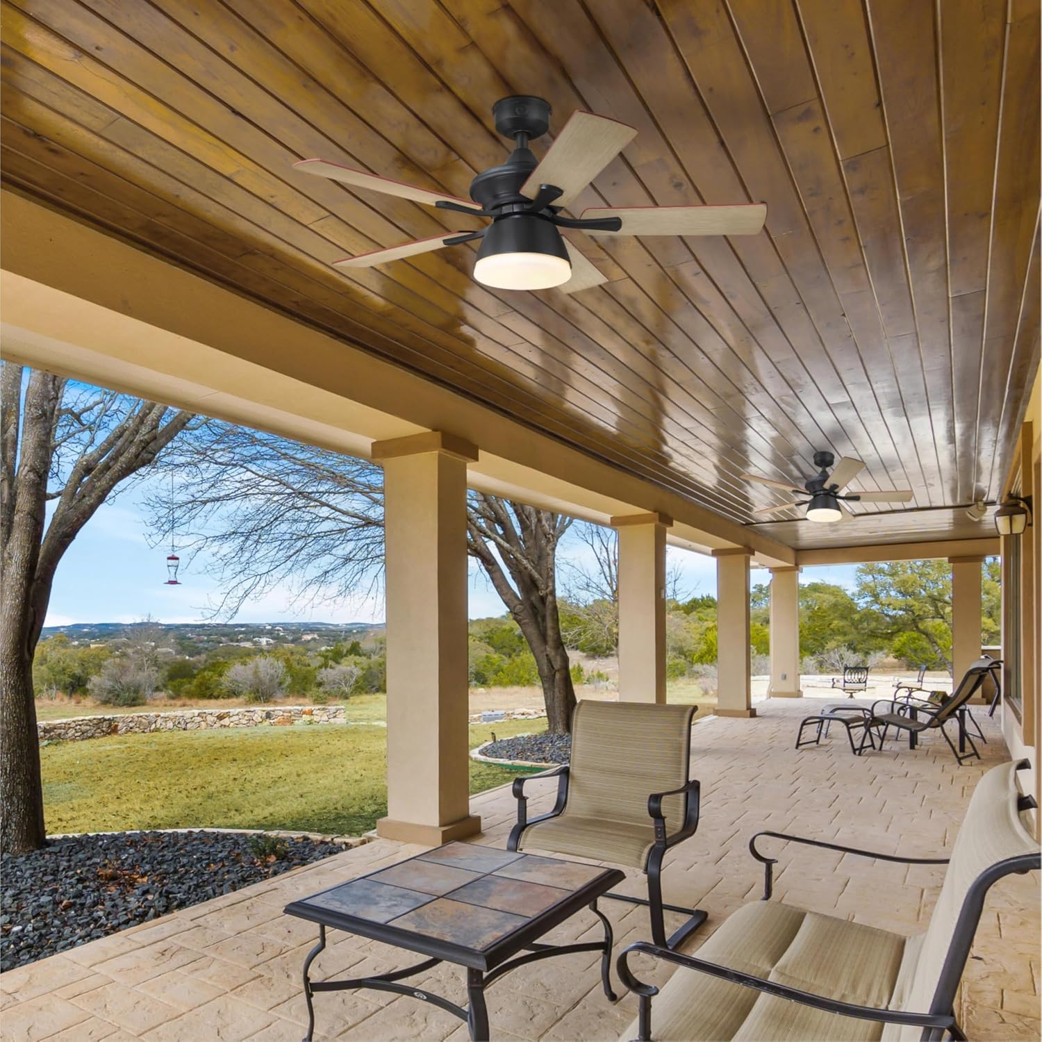 Westinghouse Lighting Nevada Traditional Indoor/Outdoor Ceiling Fan, LED Light Fixture with Opal Frosted Glass, Remote Control, 42 Inch, Iron Finish