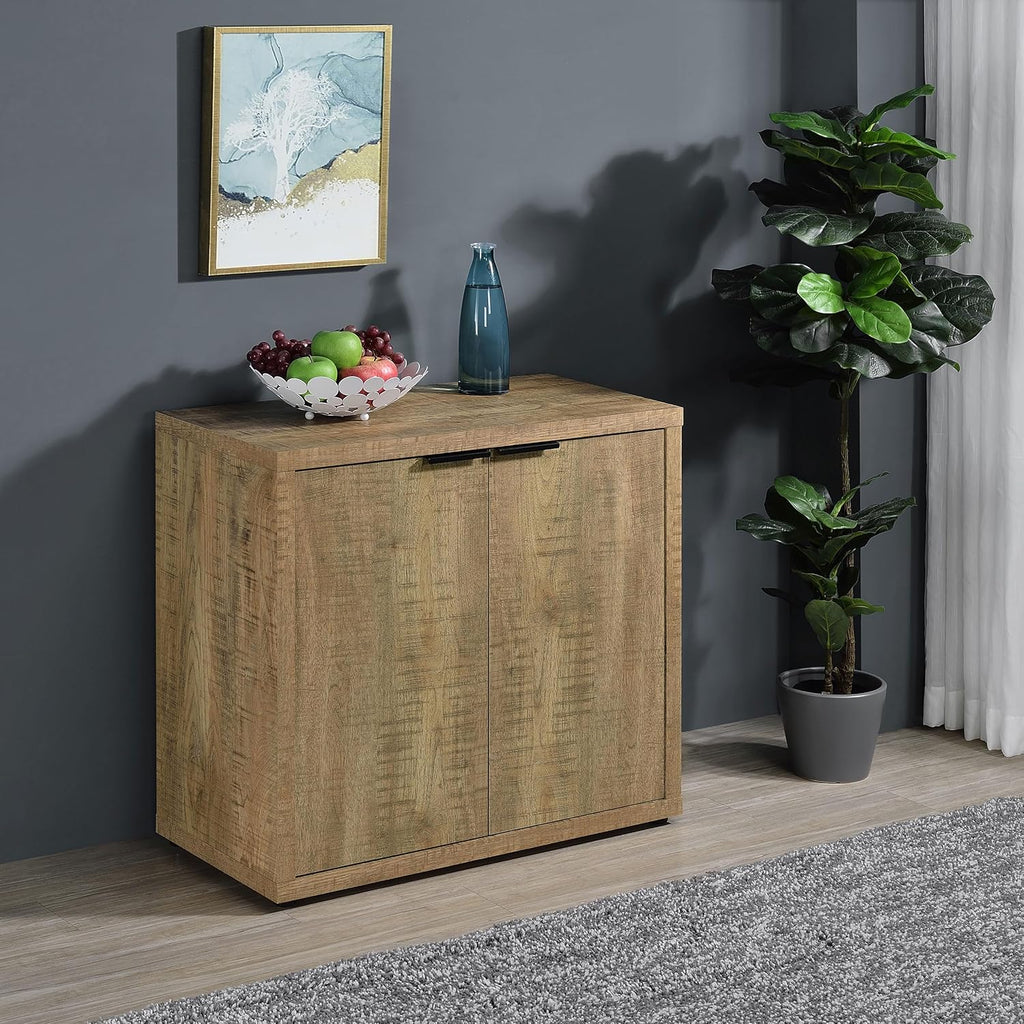Coaster Home Furnishings - Pepita - 2-Door Engineered Wood Accent Cabinet with Farmhouse Style, Adjustable Shelves - Living Room, Entryway & Home Kitchen - Mango Brown - 950394