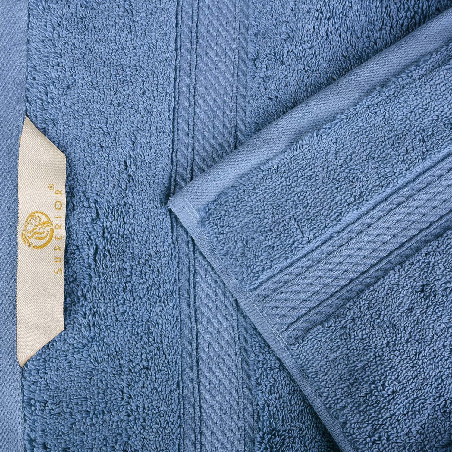 Superior Egyptian Cotton 800 GSM Plush & Absorbent, 9 Piece Set, Denim Blue | Quick Dry, Soft Luxury Towel Set, Bath Essentials, Guest Bath, Spa, 3 Bath, 3 Hand, 3 Face Towel, Madeline Towels