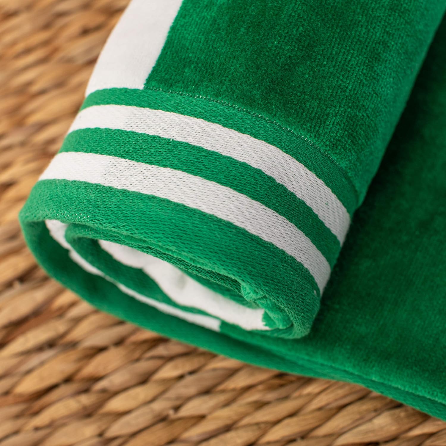 Superior Cotton Striped Beach Towels, Colorful Towels for Adult, Kid, Pool, Swimming, Sand, Travel, Large Oversized, Absorbent, Fast Drying, Bath Basics, Cabana Collection, Set of 6, Dark Green