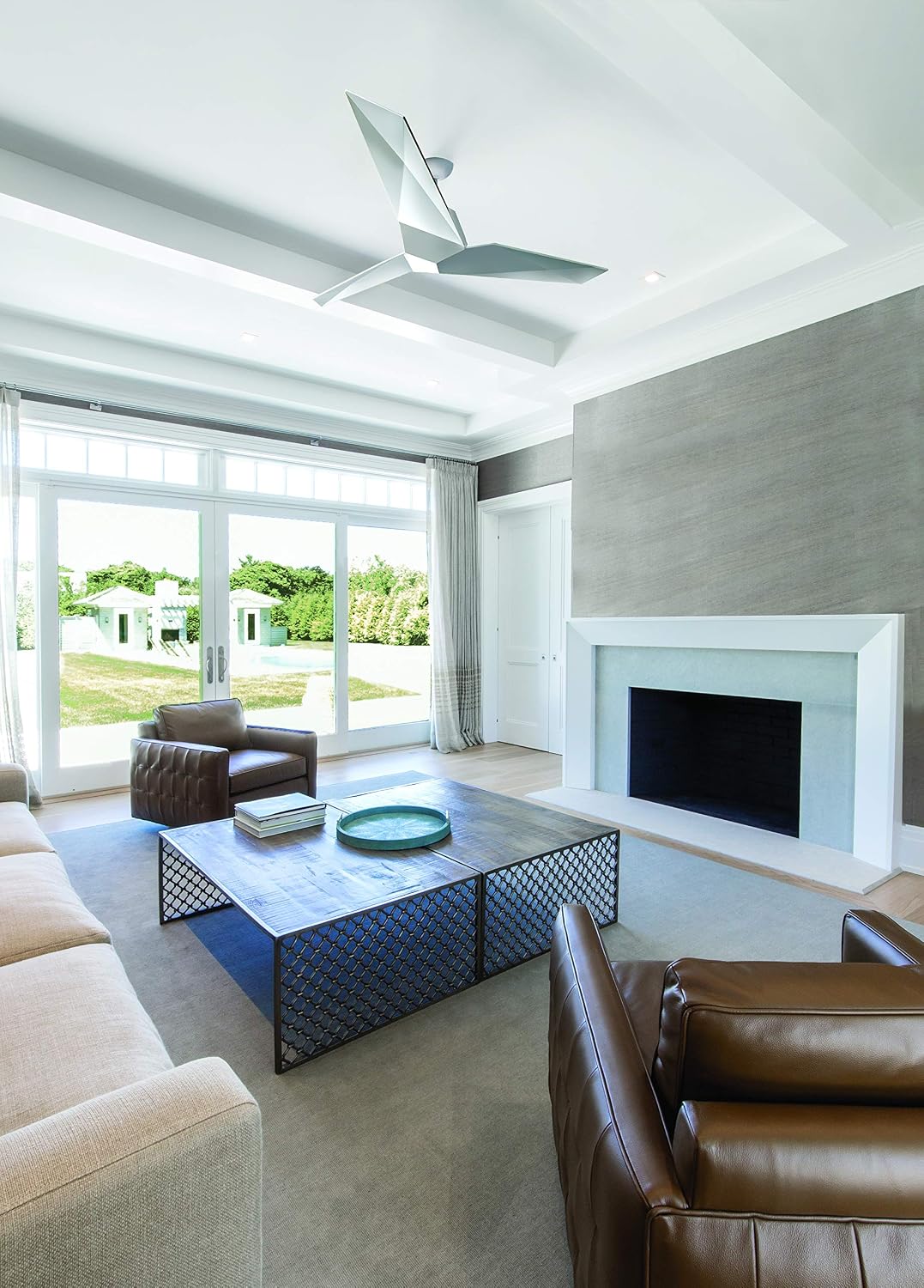 Modern Forms Vortex Smart Indoor and Outdoor 3-Blade Ceiling Fan 60in Gloss White with Remote Control works with Alexa, Google Assistant, Samsung Things, and iOS or Android App