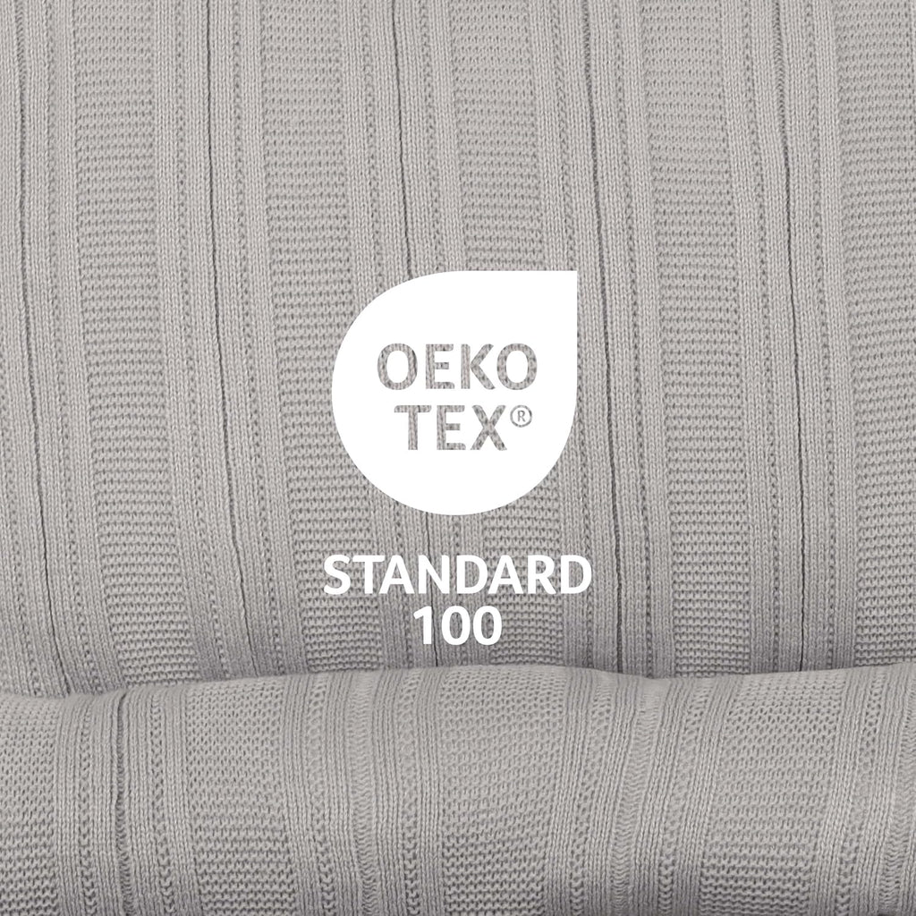 Vellux Malmo 3-Piece Blanket Set – Full/Queen Size – Striped Knit – Lightweight – All-Season Throw Blanket – House Decor – for Sofa, Bed, and Couch – Supersoft Apartment Essentials – Light Gray