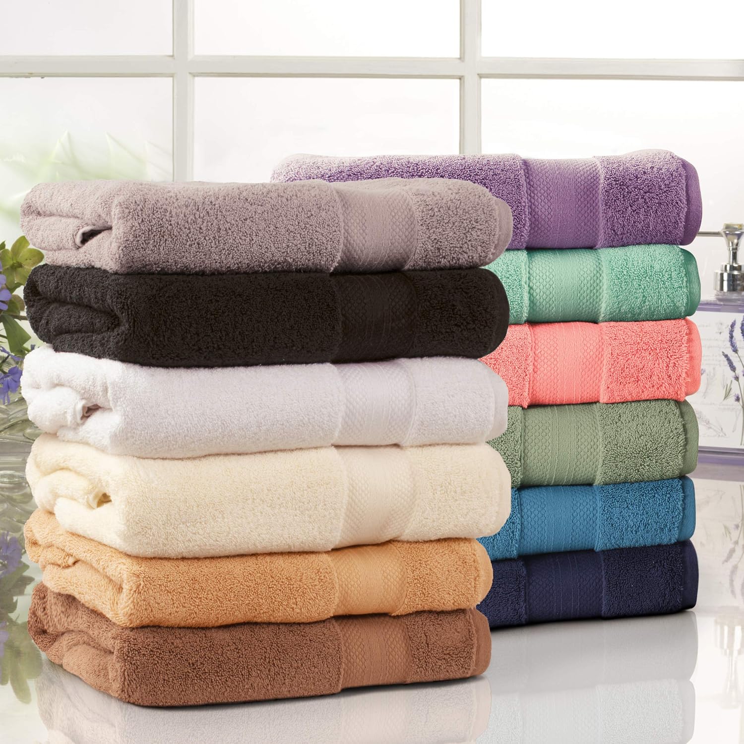 Superior Turkish Cotton 9-Piece Towel Set, 3 Bath, 3 Hand, 3 Face Towels for Home, Bathroom Essentials, Hotel, Resort, Spa, Shower, Adult, Kids, Airbnb, Plush, Soft, Apartment, Grey
