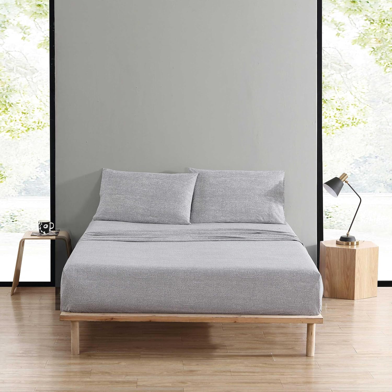 Marimekko - Full Sheet Set, Premium Cotton Percale Bedding Set with Matching Shams, Lightweight & Breathable Bed Essentials (Orkanen Grey, Full)