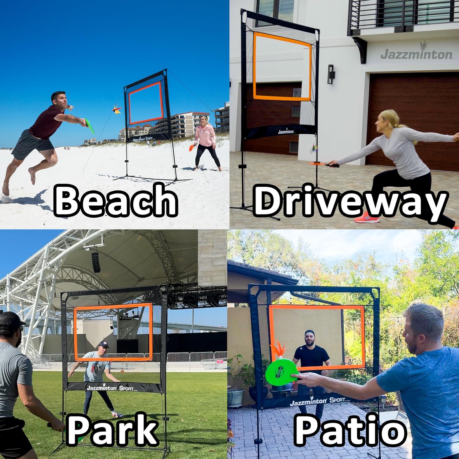 Jazzminton-Sport – The Original Paddle Game with Net for Indoors & Outdoors – Active, Joint-Friendly Family Fun – Like Badminton, Pickleball & Tennis with a Twist