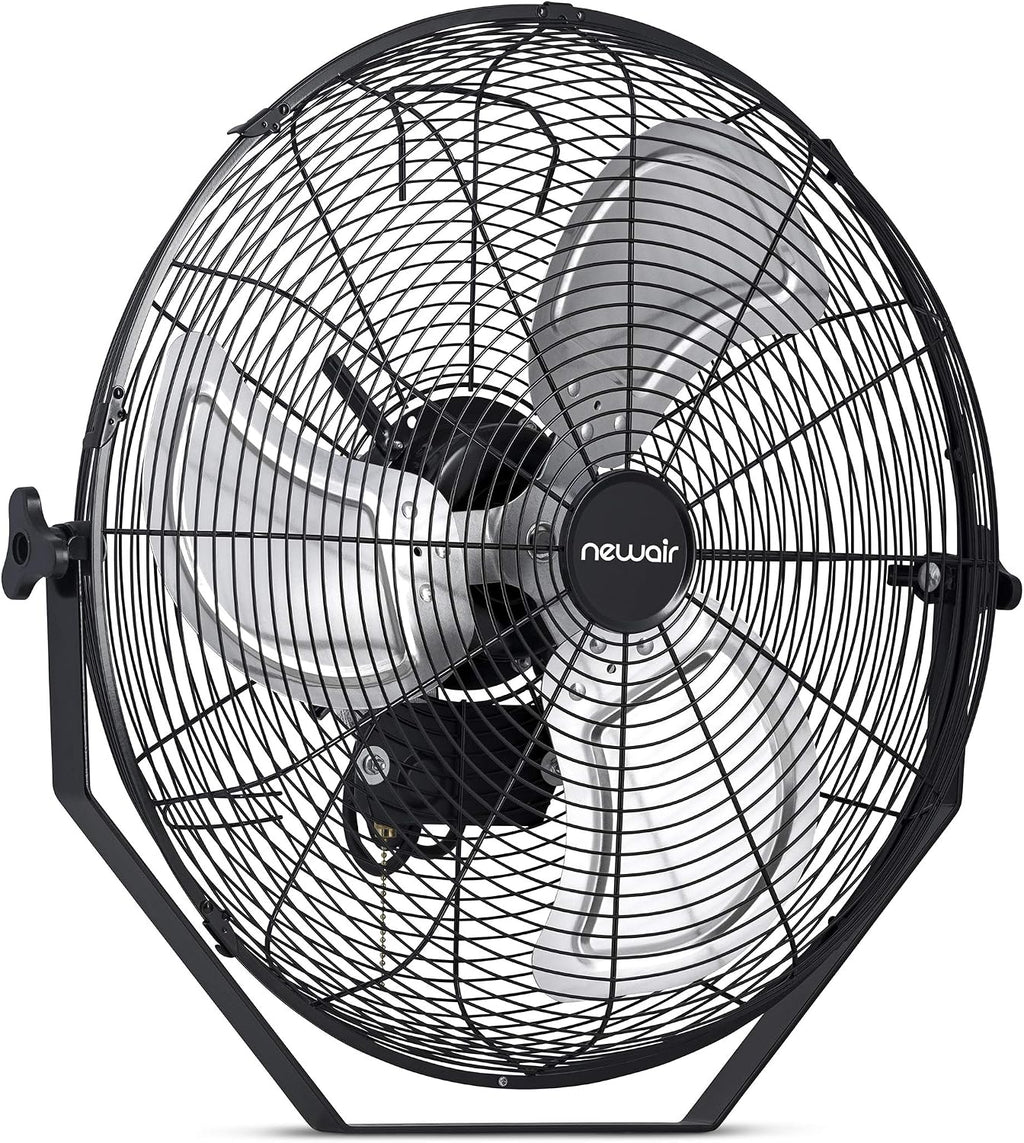 NewAir 20' High Velocity Wall Mount Fan, Heavy Duty Waterproof Outdoor Fan, Adjustable Tilt and 3 Speeds up to 4650 CFM, Pull Chain Switch | Wall Fan or Garage Fan for Indoor, Patio, Gym or Porch