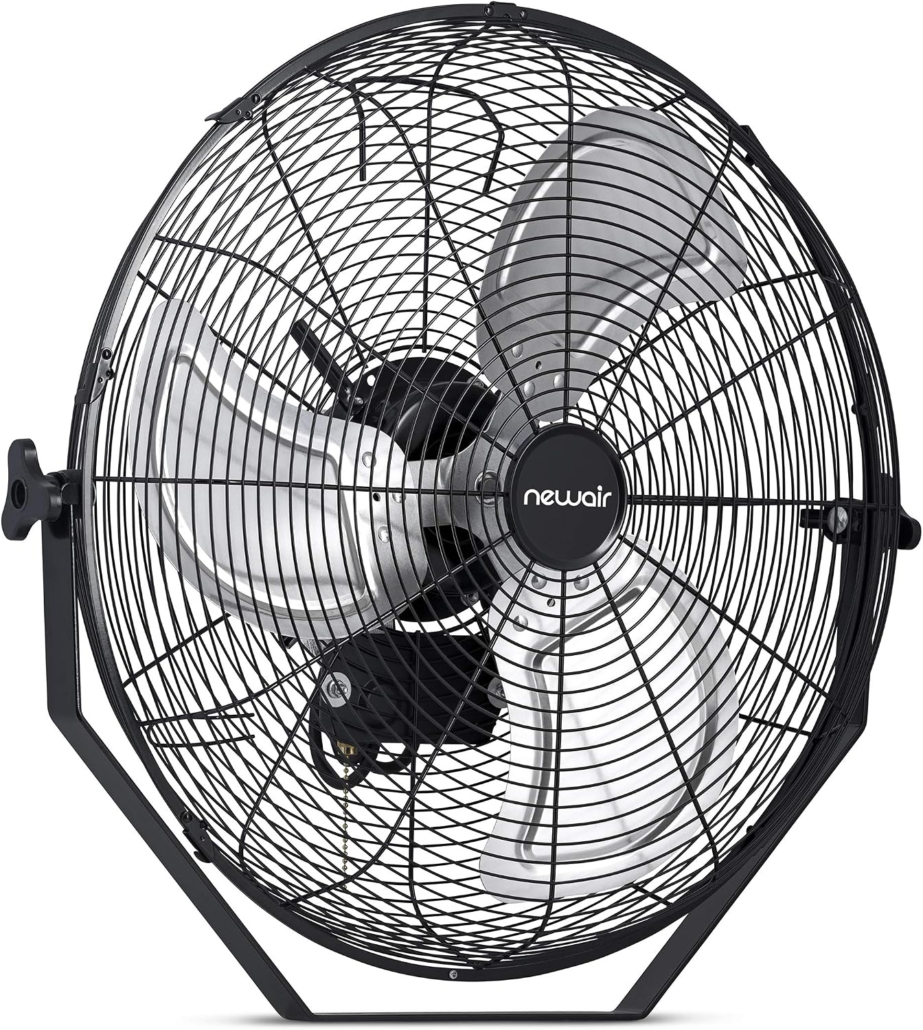 NewAir 20' High Velocity Wall Mount Fan, Heavy Duty Waterproof Outdoor Fan, Adjustable Tilt and 3 Speeds up to 4650 CFM, Pull Chain Switch | Wall Fan or Garage Fan for Indoor, Patio, Gym or Porch