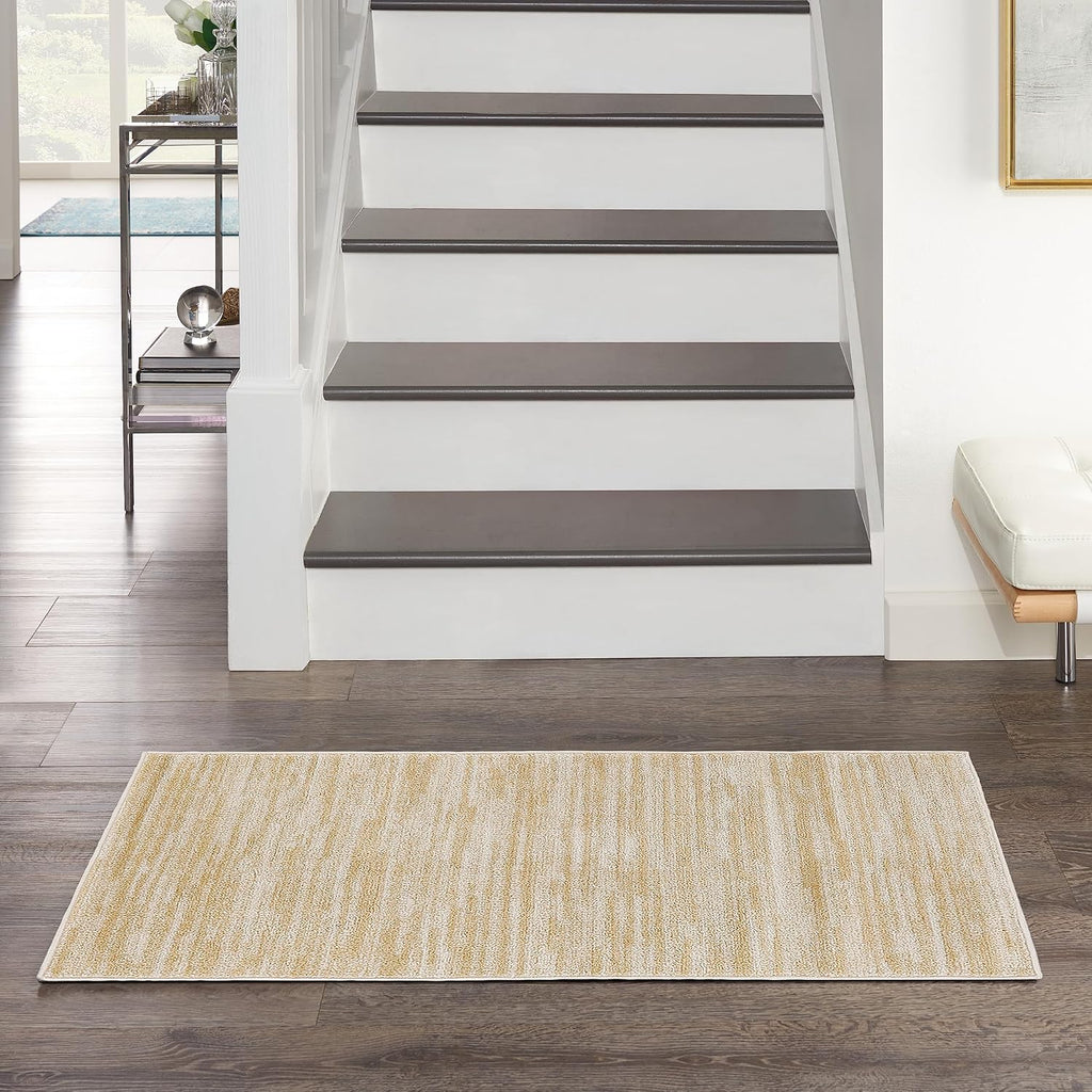 Nourison Home Nourison Essentials Ivory Gold 2' x 4' Area Rug - Easy Clean, Non Shedding, Bed Room, Living Room, Dining Room, Kitchen (2' x 4')