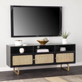 SEI Furniture - Mursley Media Cabinet with Storage - Transitional Design, Black Rattan - Ideal for Living Room, Family Room (MS1222613)