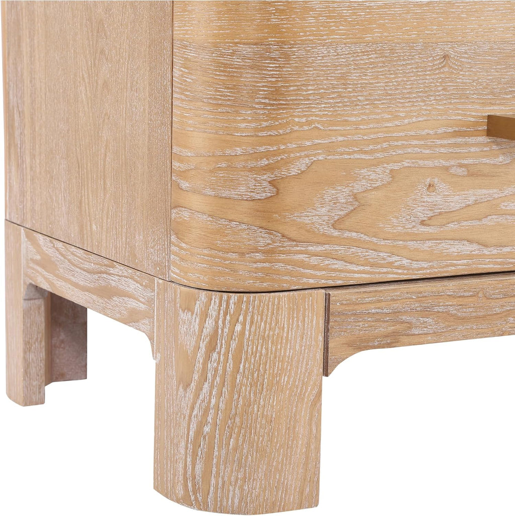 Christopher Knight Home Egbert Modern Nightstand with Drawers, Wooden Small Night Stand with Rounded Corners Design, Bedside Table/End Table for Bedroom, Multipurpose Storage Cabinet, Natural