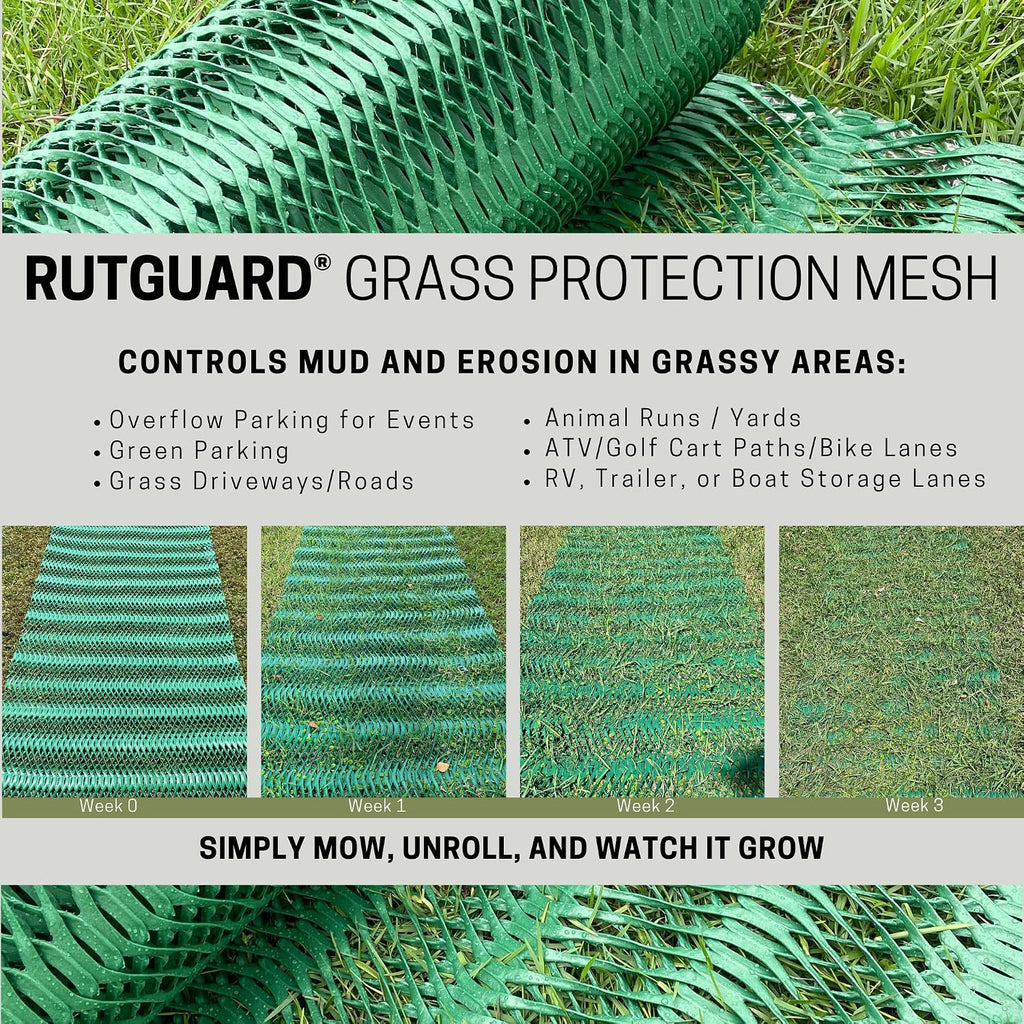 Grass Protection Mesh - 3'x50' Roll (150sf) - Reinforcement for Grass Parking, Driveways, Parking, Turf Protection