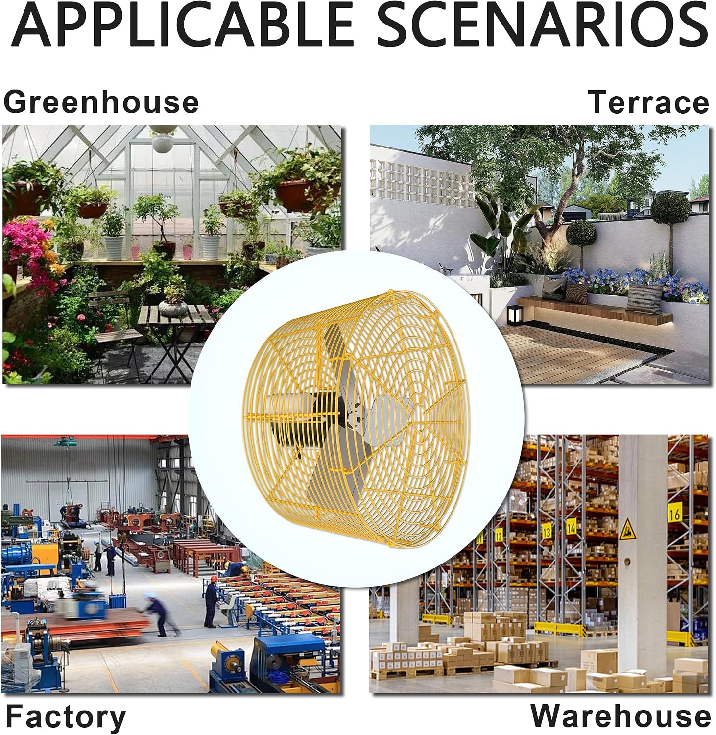Greenhouse Circulation Fan Air Circulation Fan 1/10 HP 115V Ceiling Wall Mount Fan High Speed Circulation Fan for Greenhouse, Warehouse, Patio, Garage 1470CFM, ETL Listed