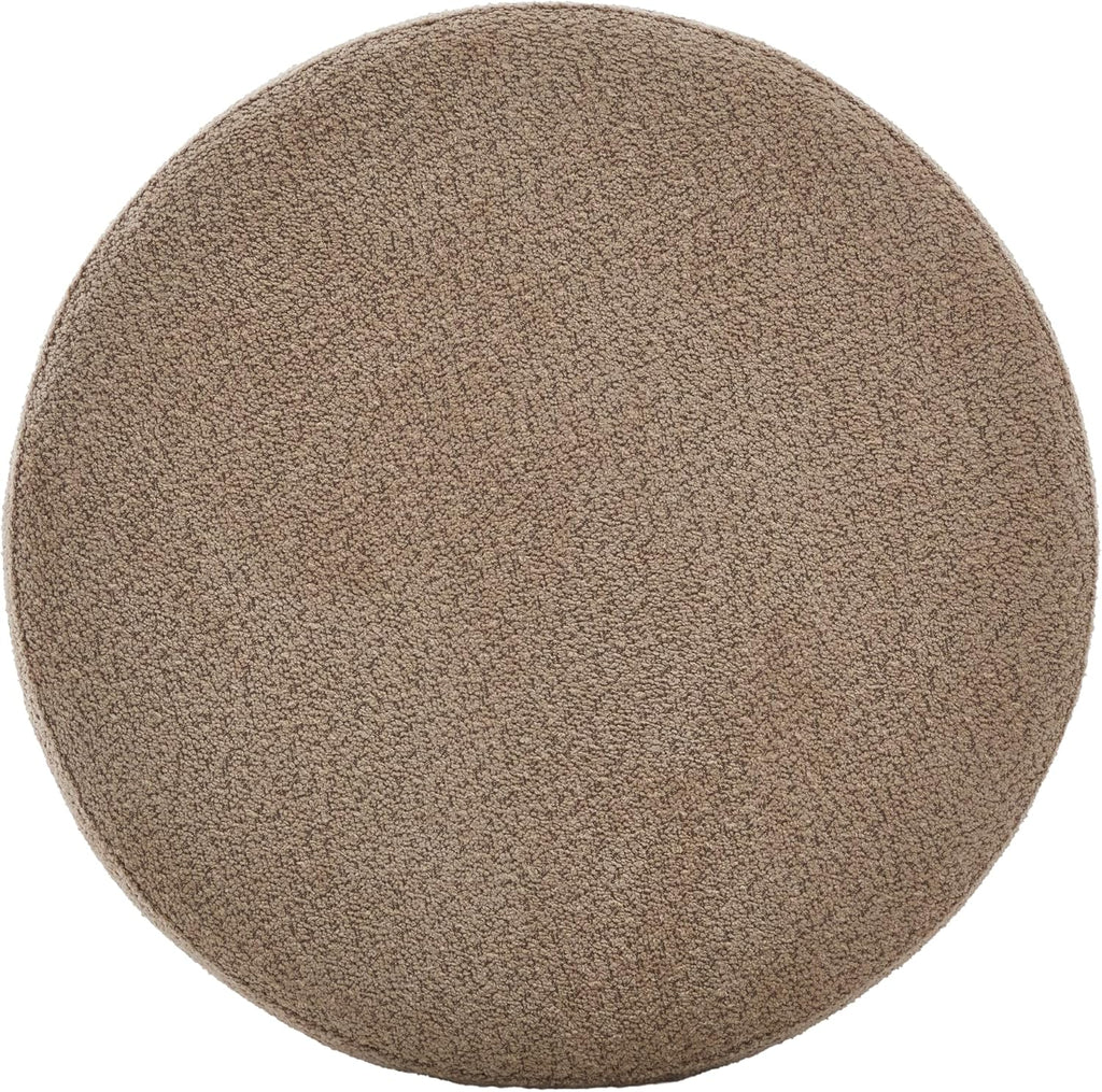 Christopher Knight Home Sadin Modern Round Ottoman with Storage for Living Room, Lift-Lid Storage Ottoman Coffee Table, Chenille Upholstered Ottoman Foot Rest, No Assembly Needed, Light Brown