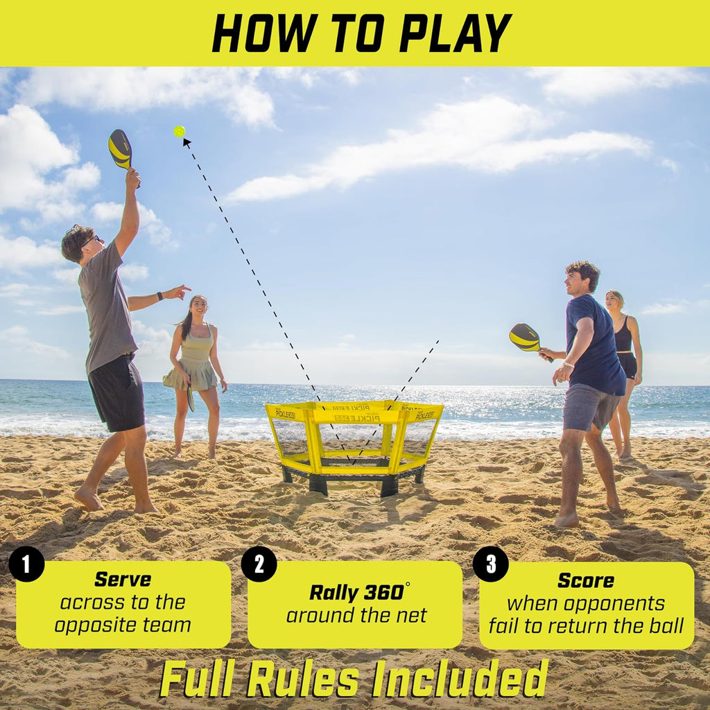 GoSports Pickle 360 Game Set – Pickleball Without a Court – Outdoor Lawn, Beach, and Backyard Paddle Ball Game