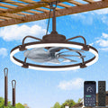 LEDIARY 24' Outdoor Ceiling Fans with Light for Patios, IP65 Waterproof Gazebo Fan, Plug-in Hanging Fan Remote&APP Control, 3CCT Dimmable, 6-Speeds, Caged Ceiling Fan for Gazebo,Patio,Pergola,Porch