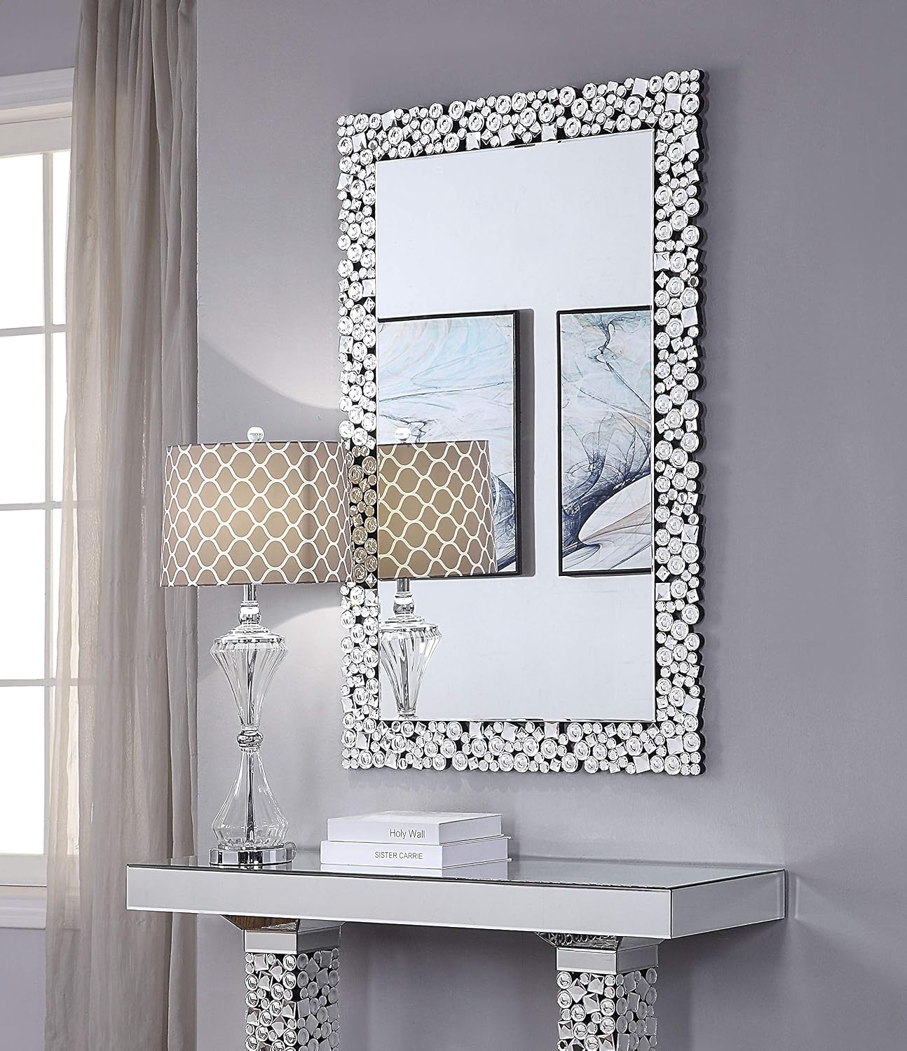 Acme Furniture Kachina Wall Décor, Mirrored and Faux Gem