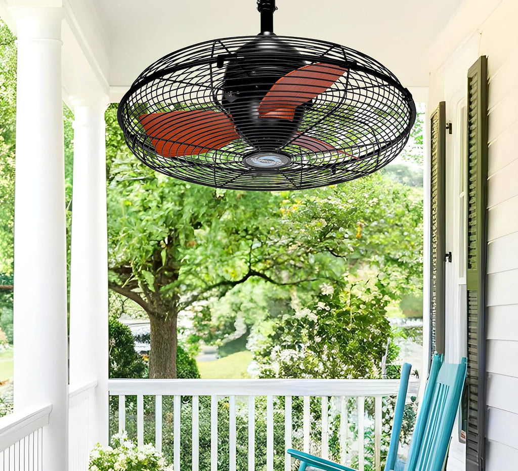 Outdoor Ceiling Fan for Patios, 20 Inch Gazebo Fan Waterproof Remote&Cord Control, 3 Speed, Low Noise, Plug in Ceiling Fan for Pergola, Porch, Gazebo, Patio (Brown)