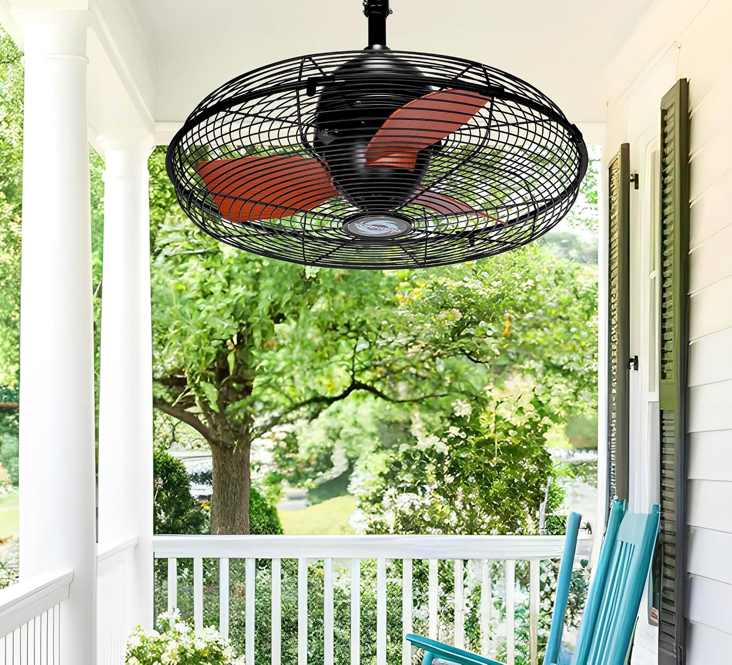 Outdoor Ceiling Fan for Patios, 20 Inch Gazebo Fan Waterproof Remote&Cord Control, 3 Speed, Low Noise, Plug in Ceiling Fan for Pergola, Porch, Gazebo, Patio (Brown)