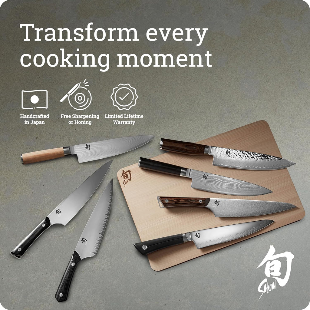 Shun Classic Blonde 8' Chef's Knife, Handcrafted Japanese Kitchen Knife for Professional and Home Chefs, VG-MAX Core with Damascus Stainless Steel Cladding, Pakkawood Handle