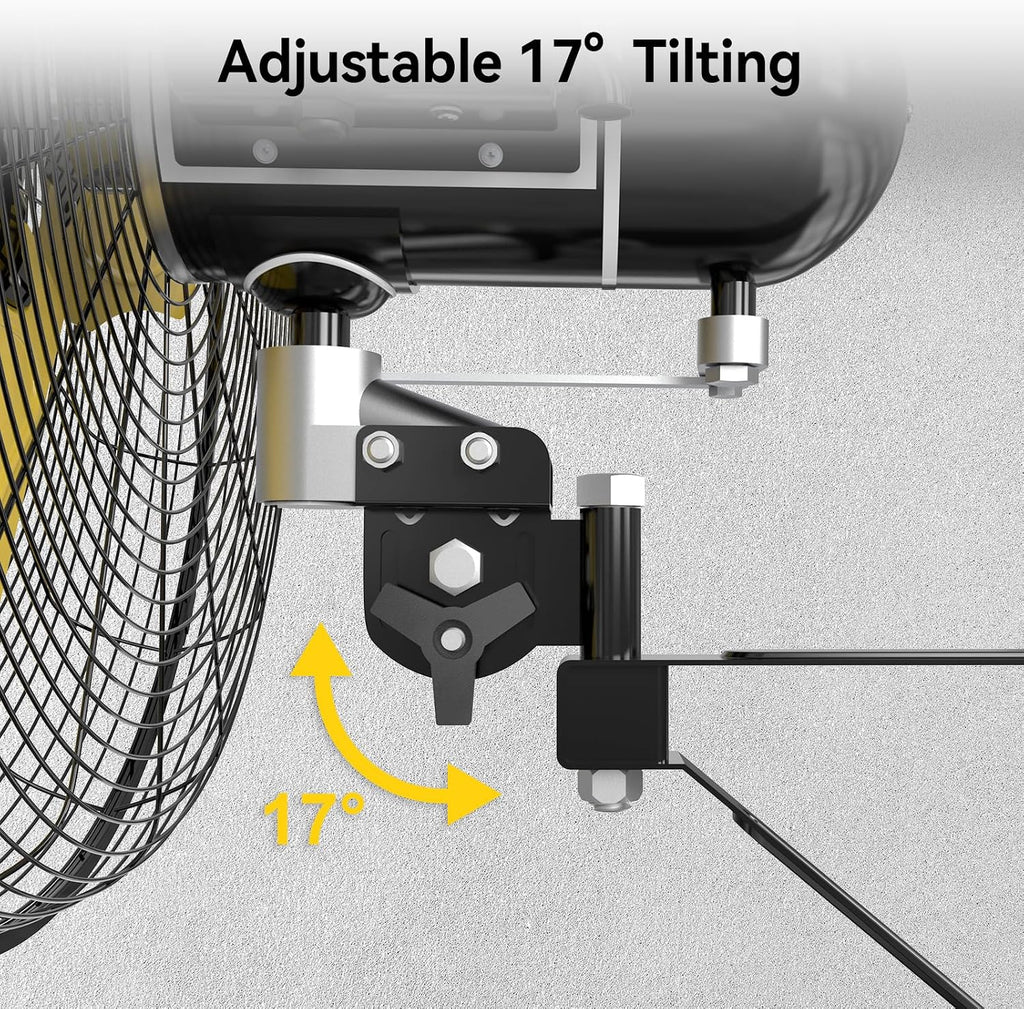 CCGIRU 8800 CFM 26' Outdoor Commercial Wall Fan Oscillating, IP44 Waterproof Wall Mount Fan, Heavy Duty, 3 Speed, Adjustable Tilt for Factory, Warehouse, Garage, ETL Listed