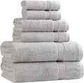 Superior Egyptian Cotton Towel Set, 6-Piece, Bathroom Essentials, Long Staple Combed Cotton, Absorbent, Fast Drying, Silver