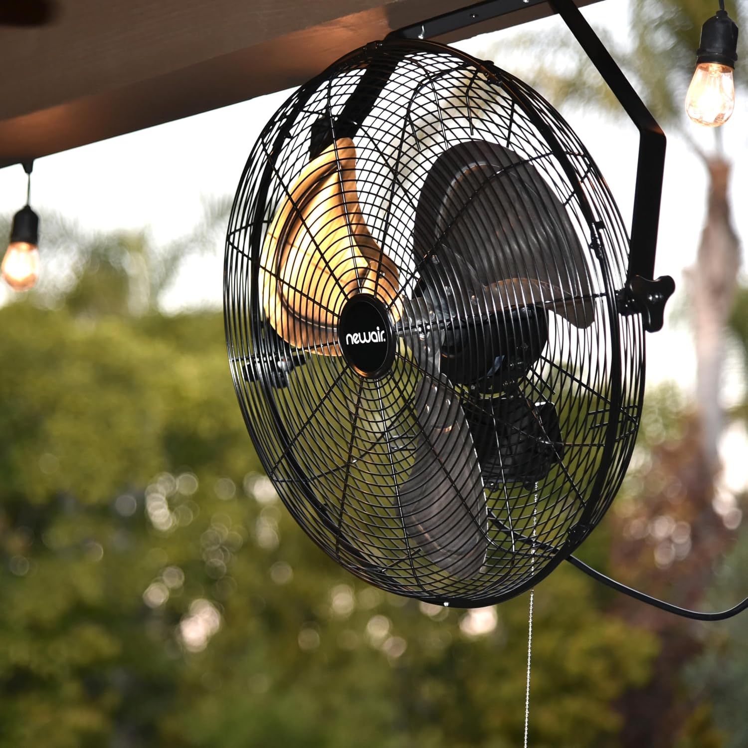 NewAir 20' High Velocity Wall Mount Fan, Heavy Duty Waterproof Outdoor Fan, Adjustable Tilt and 3 Speeds up to 4650 CFM, Pull Chain Switch | Wall Fan or Garage Fan for Indoor, Patio, Gym or Porch