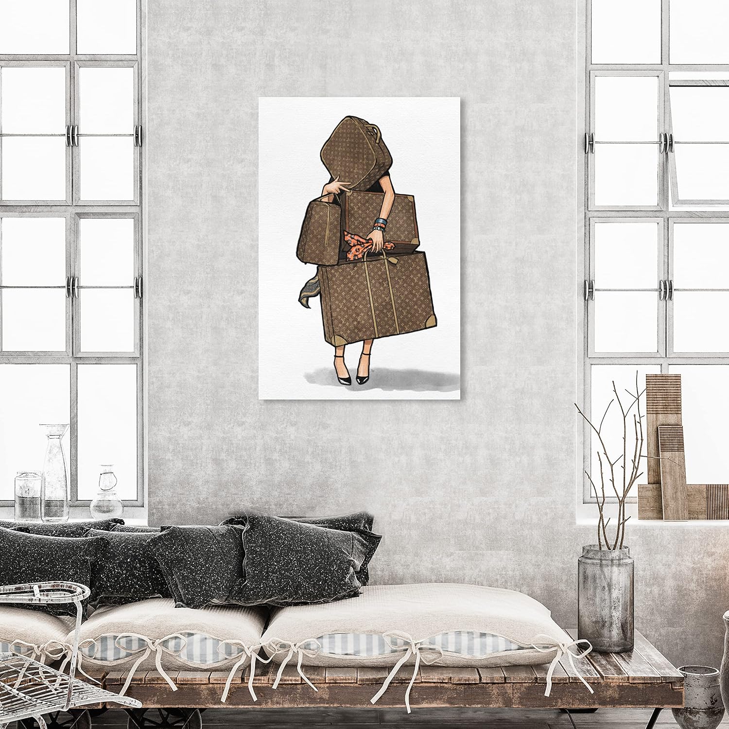 The Oliver Gal Artist Co. Fashion and Glam Wall Art Canvas Prints, Bags-Orange' Travel Essentials Home Décor, 30 in x 45 in, Brown, White