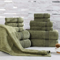 Superior Egyptian Cotton 12-Piece Towel Set, Assorted Towels, Home Bathroom, Master, Guest Bath, Decor Essentials, 4 Bath, 4 Hand, 4 Face Towels/Washcloths, Quick Dry, Absorbent, Forest Green