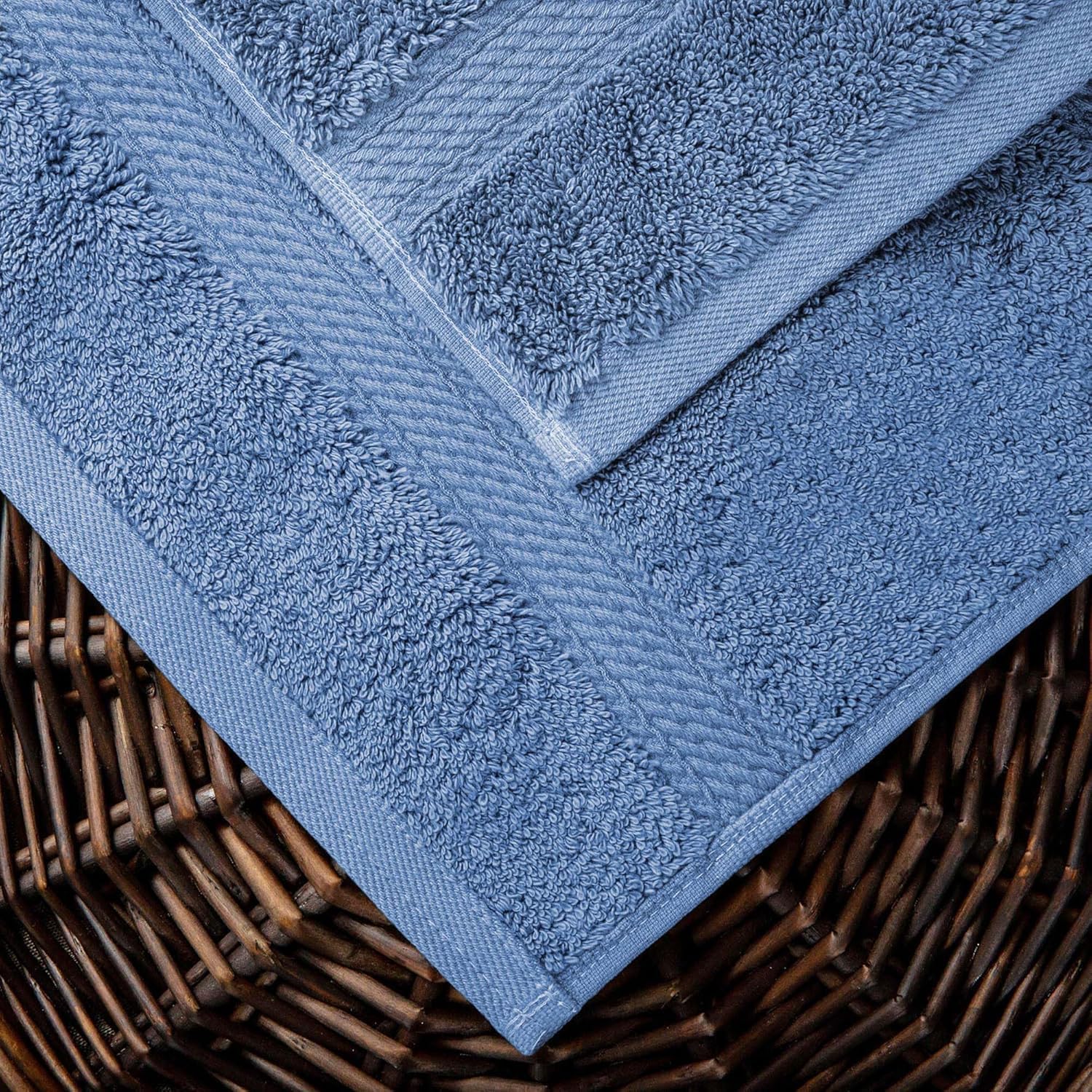 SUPERIOR Egyptian Cotton Ultra Plush & Absorbent, 10 Piece Set, Denim Blue | Quick Dry, Soft Luxury Towel Set, Bath Essentials, Guest Bath, Spa, 2 Bath, 4 Hand, 4 Face Towels, Madeline Towels