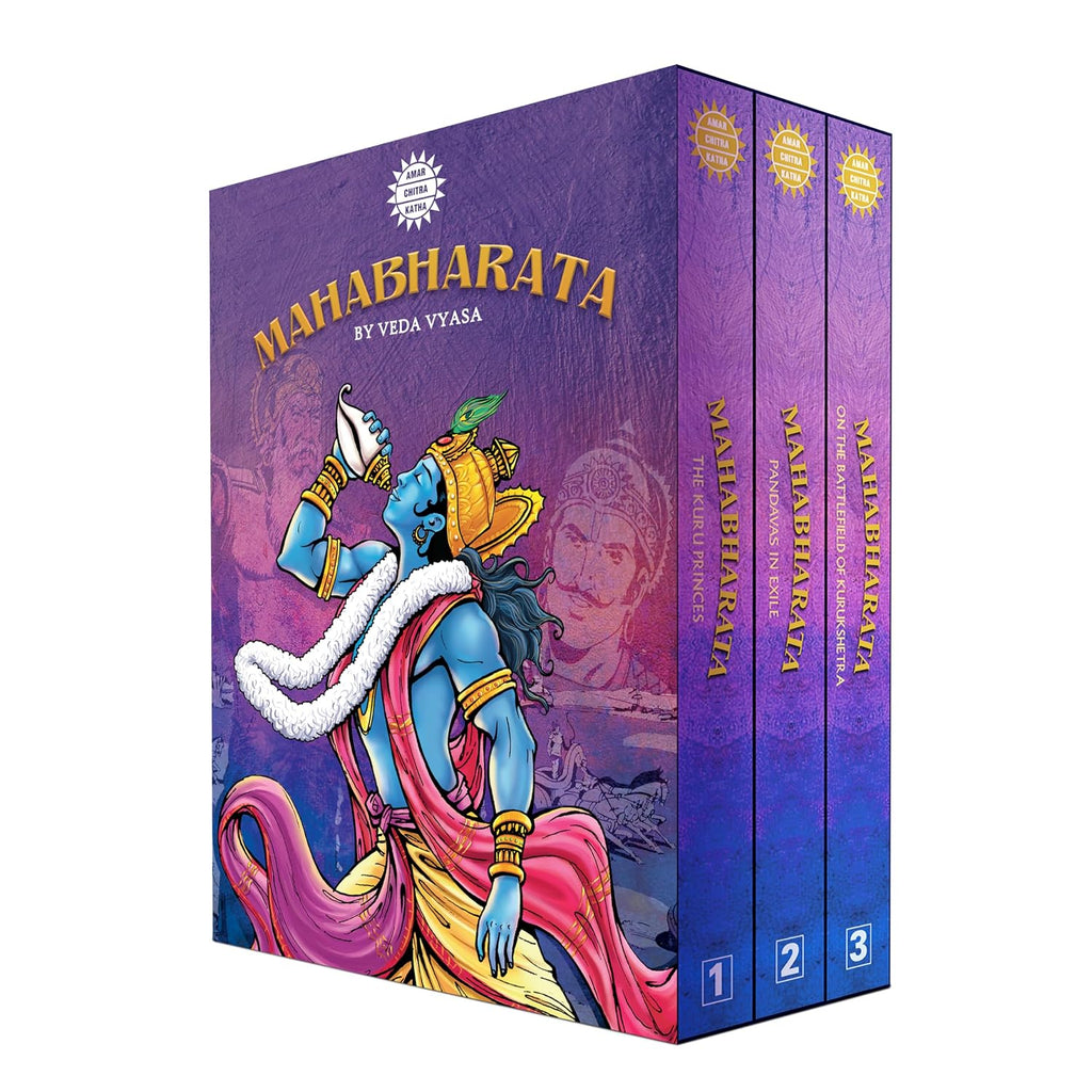 Mahabharata by Amar Chitra Katha- The Birth of Bhagavad Gita- 42 Comic Books in 3 Volumes (Indian Mythology for Children/regional/religious/stories)