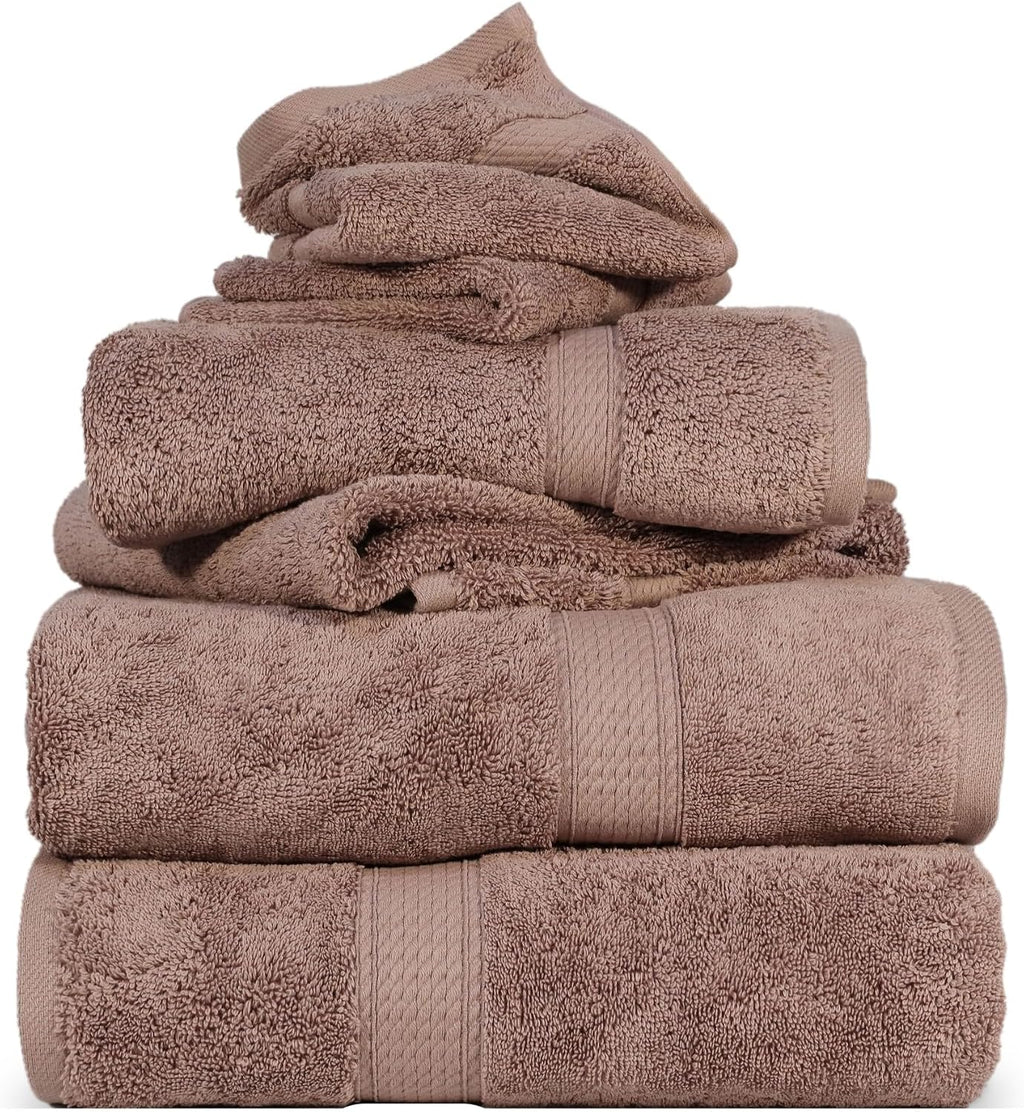 Superior Egyptian Cotton Ultra Plush & Absorbent, 6 Piece Set, Muted Mauve | Quick Dry, Soft Luxury Towel Set, Bath Essentials, Guest Bath, Spa, 2 Bath, 2 Hand, 2 Face Towels, Madeline Towels