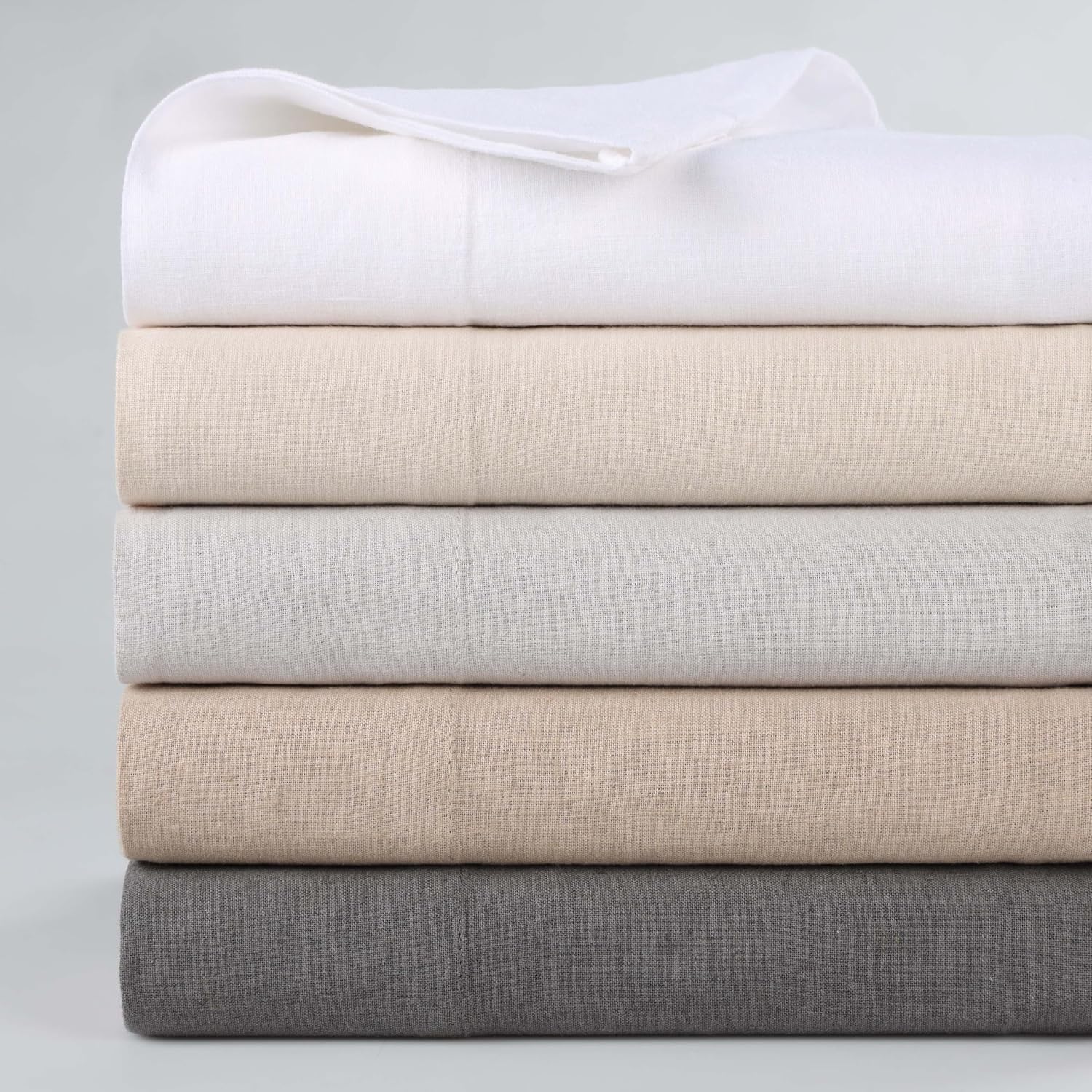 Superior Cotton Linen Duvet Cover Set, Chic Decor for Bedroom, Includes 1 Duvet Cover with Button Closure, 2 Pillow Shams, Boho Aesthetic Bedding Essentials, Soft, Lightweight, Full/Queen, Silver
