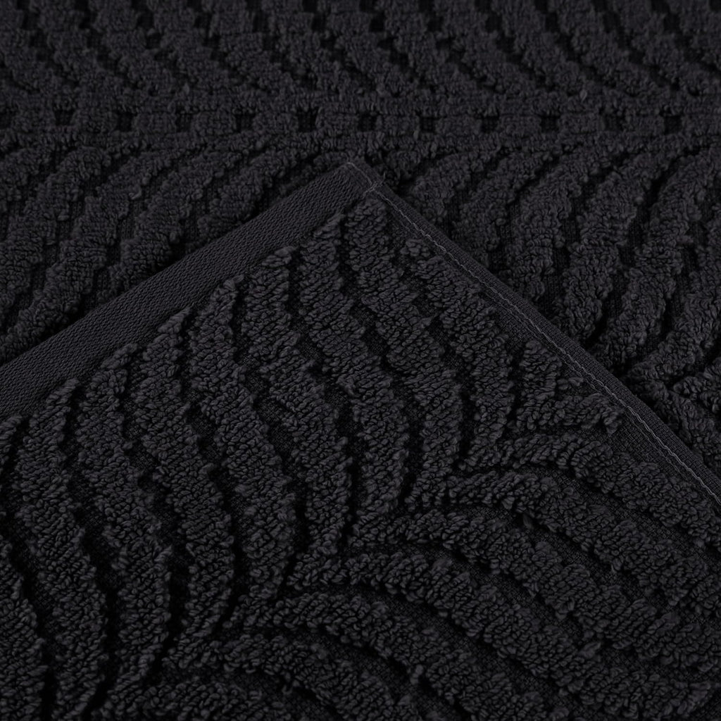 Superior Cotton Chevron 12 Piece Assorted Towel Set, Zero Twist, Quick Dry, Home Essentials, Shower, Spa, Luxury Plush Soft Absorbent Towels, Includes 4 Bath, 4 Hand, 4 Washcloth/Face Towels, Black