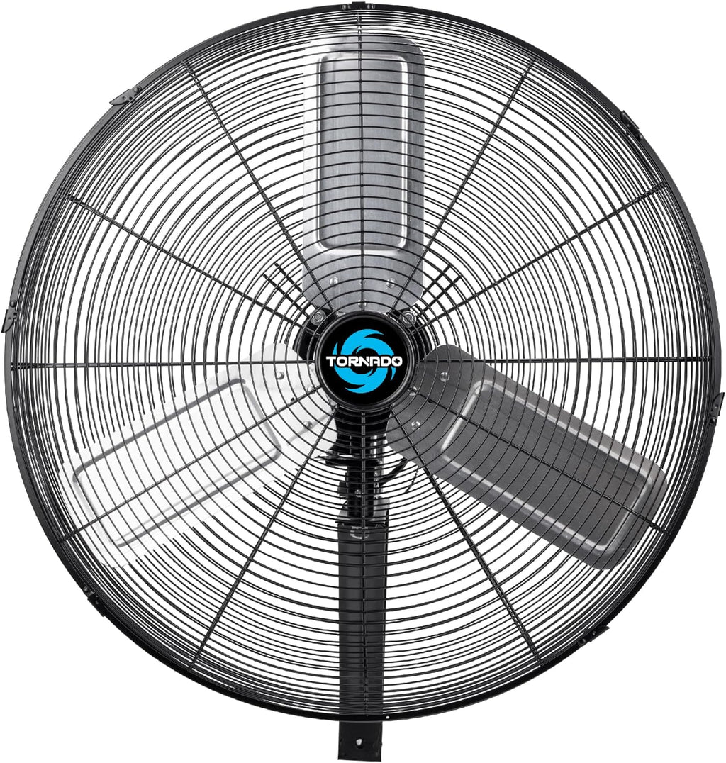 Tornado 24 Inch Pro Series High Velocity Oscillating Wall Mount Fan For Commercial, Industrial Use 3 Speed 7200 CFM 6.6 FT Cord UL Safety Listed