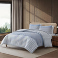 Eddie Bauer - King Comforter Set, Super Soft Bedding with Matching Shams, Two-Piece Back Closure, Modern Room Essentials (Cooper Stripe Blue, King)