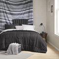 Comfort Spaces 17 Piece Bed in A Bag Comforter Set Include Sheets with 2 Side Pockets - All Season Cozy Bedding and Bedroom Organizer, College Dorm Room Essentials, Queen, Vincent, Black