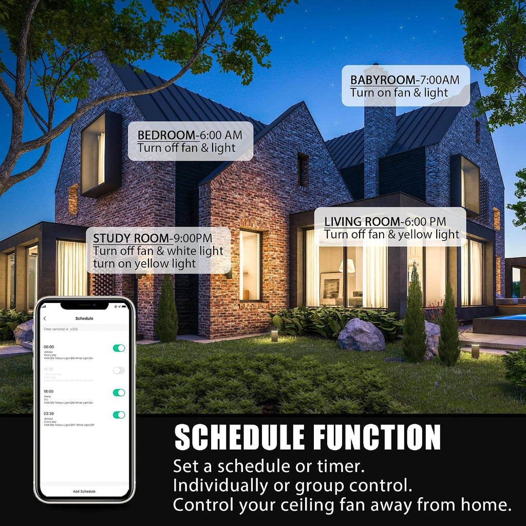 CEME Smart 60' Ceiling Fans with Lights, 3 Light Colors Dimmable, 10 Speeds DC Ceiling Fan with Remote, Outdoor Ceiling Fan Compatible with Alexa, Siri & Google Home, White