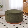 Christopher Knight Home Sadin Modern Round Ottoman with Storage for Living Room, Lift-Lid Storage Ottoman Coffee Table, Velvet Upholstered Ottoman Foot Rest, No Assembly Needed, Olive Green