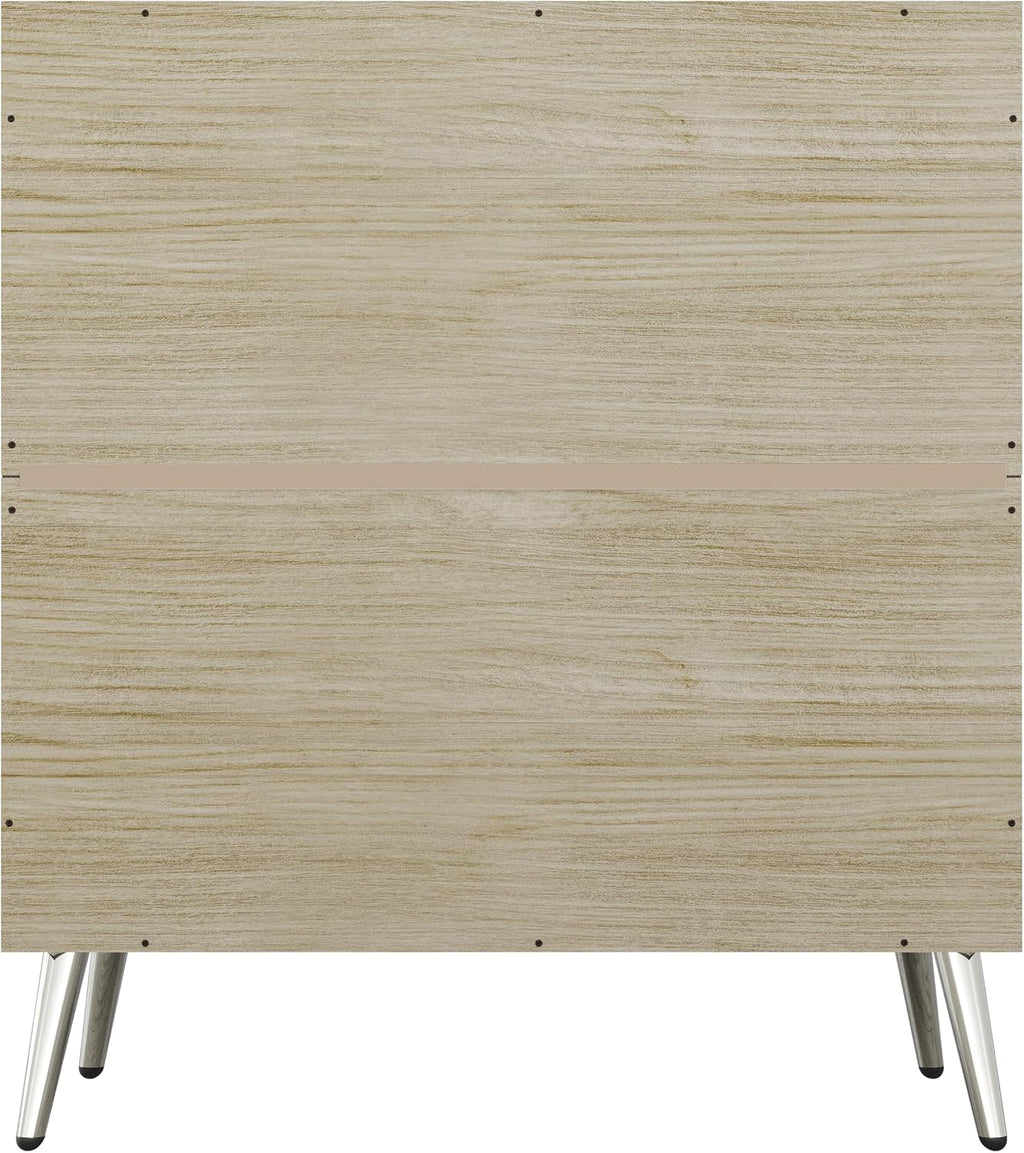 HOME DESIGN Ashwin Sideboard, Modern Storage Cabinet with Drawers & Shelves, Silver-Tone Tapered Legs, Sleek Durable Design, Easy Assembly