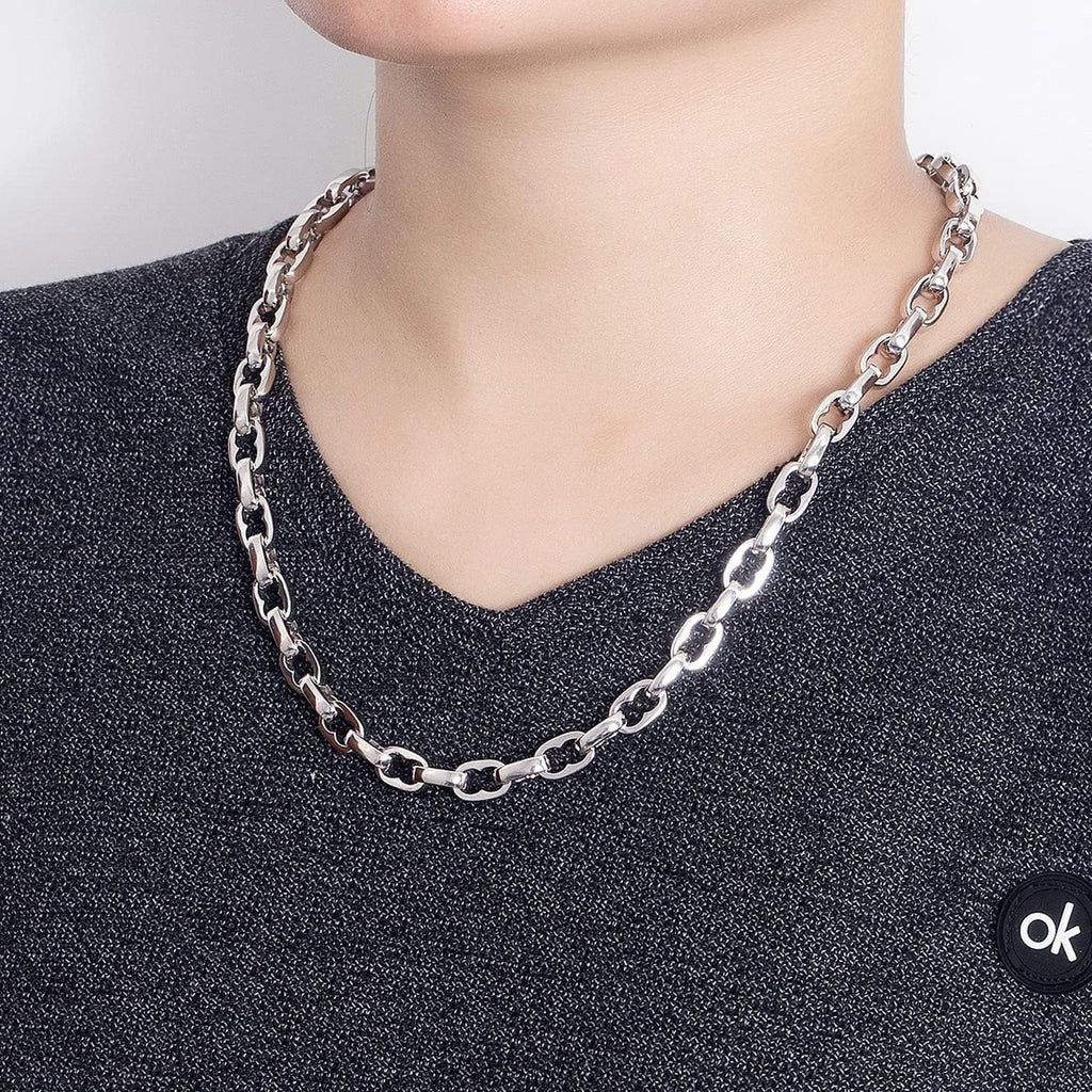Dankadi Men Solid 925 Sterling Silver Cable Rolo Link Chain Necklace Women 9MM &10MM-Curb Cuban Chain Thick Big Choker 18' 20' 22' 24' 26 '28' 30' Fine Jewelry Gift