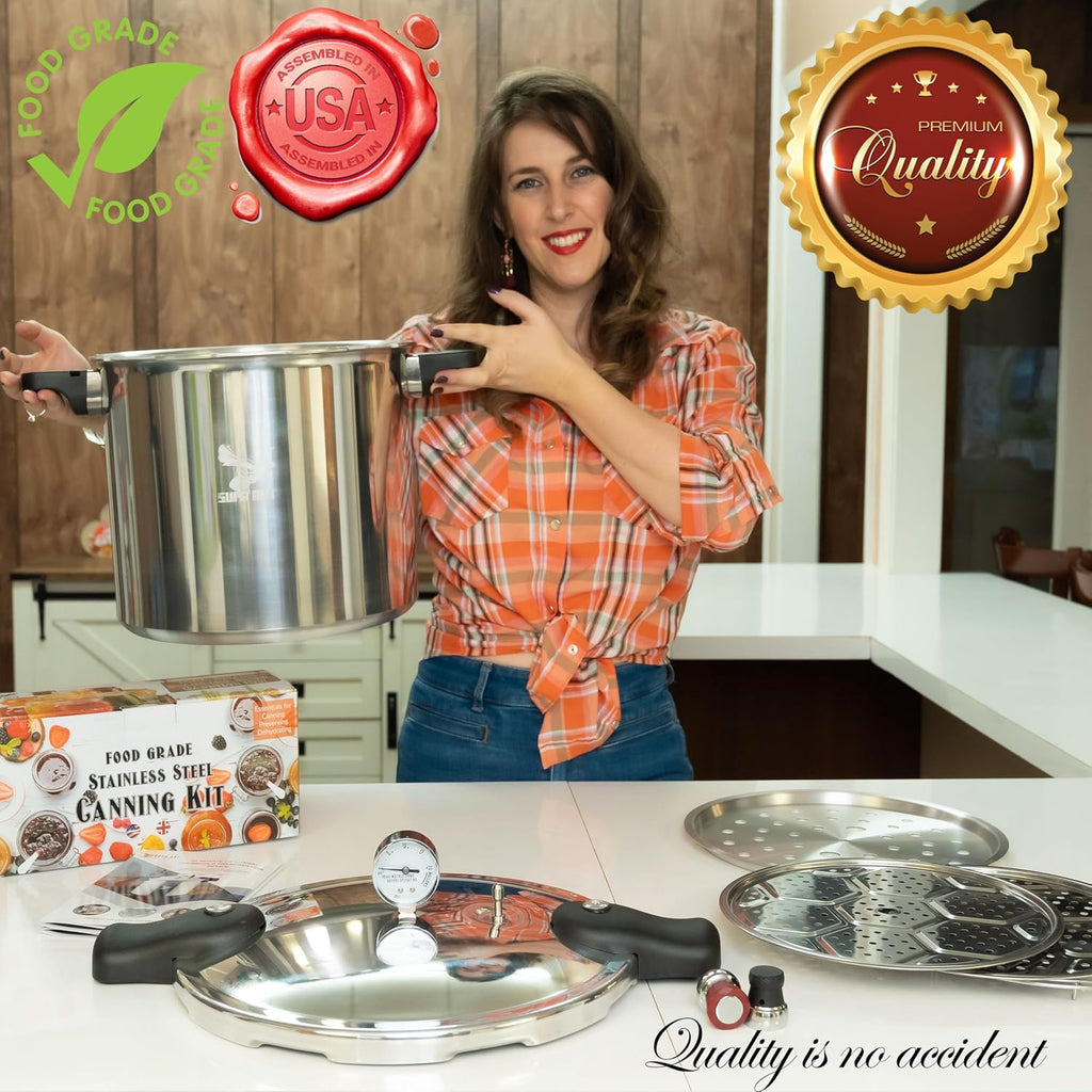 Supa Ant 23 Qt Canning Pot with Canning Supplies Starter Kit - Water Bath Pot with Rack and Lid - Jar Lifter, XL Ladle, Jar Tongs, and Bubble Popper