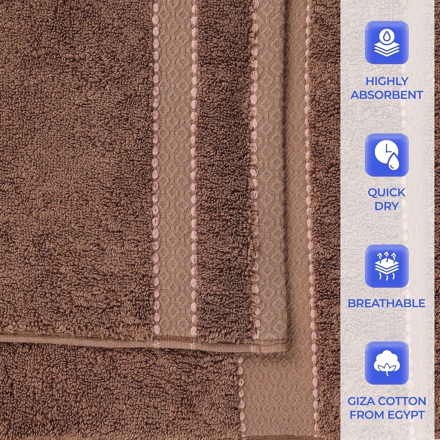 Superior Egypt Produced Giza Cotton Bath Sheet Set, Luxury Oversized, Absorbent Large Body Towels, Soft Quick Drying, Shower, Spa, Hotel, Pool, Home Essentials, Set of 2, Niles Collection, Chocolate