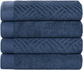 Superior Basketweave Egyptian Cotton Bath Towels, Highly Absorbent, Includes; 4 Medium Weight Bath Towels, Spa Basics, Home Essentials, Jacquard Towels and Solid Towels, Set of 4, Royal Blue