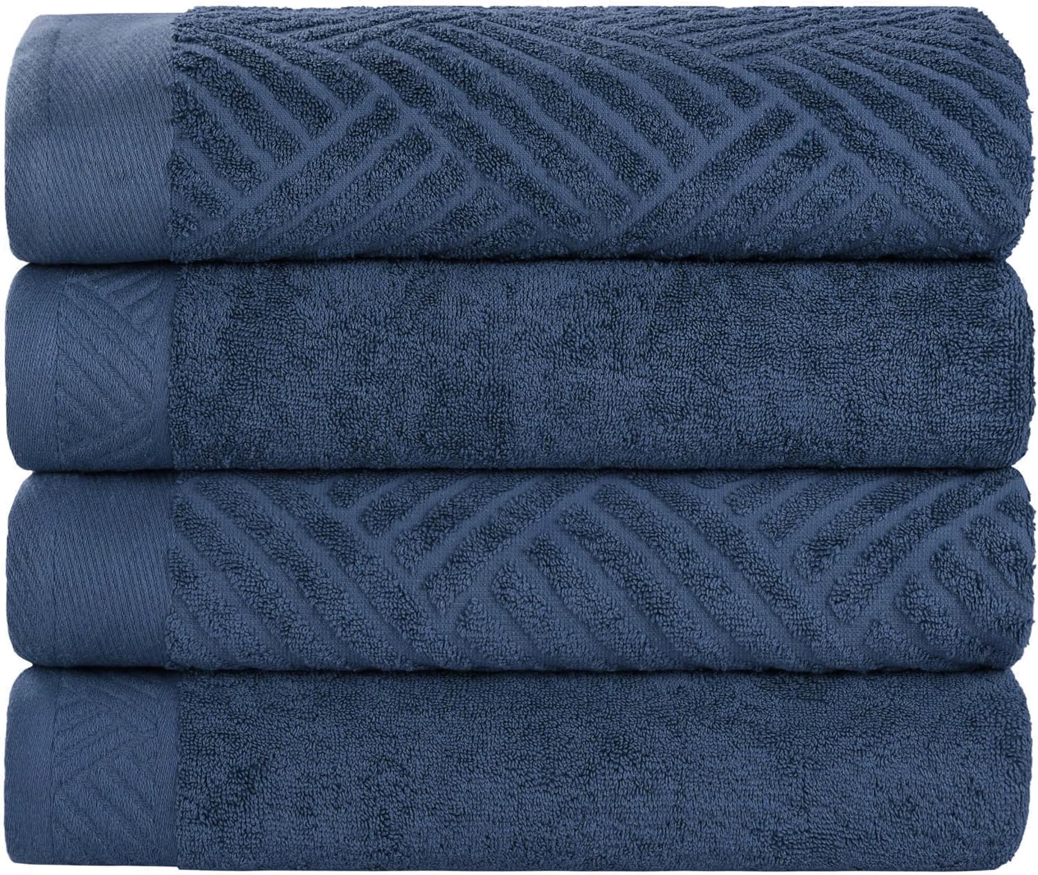 Superior Basketweave Egyptian Cotton Bath Towels, Highly Absorbent, Includes; 4 Medium Weight Bath Towels, Spa Basics, Home Essentials, Jacquard Towels and Solid Towels, Set of 4, Royal Blue