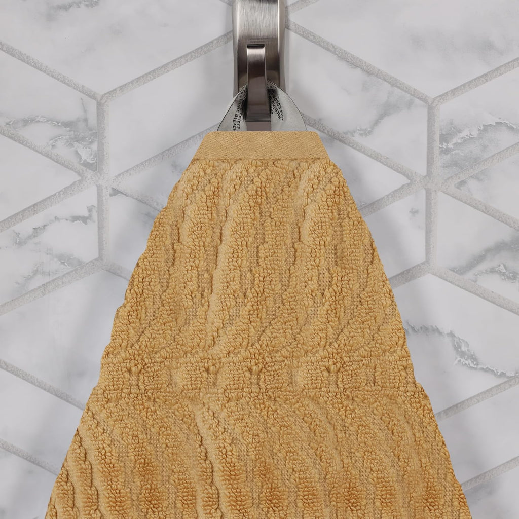 Superior Cotton Chevron 12 Piece Assorted Towel Set, Zero Twist, Quick Dry, Home Essentials, Shower, Spa, Luxury Plush Soft Absorbent Towels, Includes 4 Bath, 4 Hand, 4 Washcloth/Face Towels, Gold