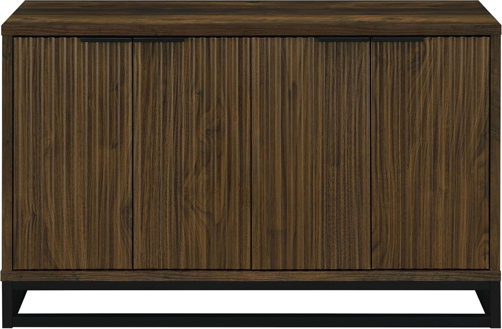 Coaster Home Furnishings - Ryatt - 4-Door Engineered Wood Accent Cabinet with Fluted Design, Two Shelves - Transitional Style - Living Room, Entryway & Home Kitchen - Dark Pine - 950393