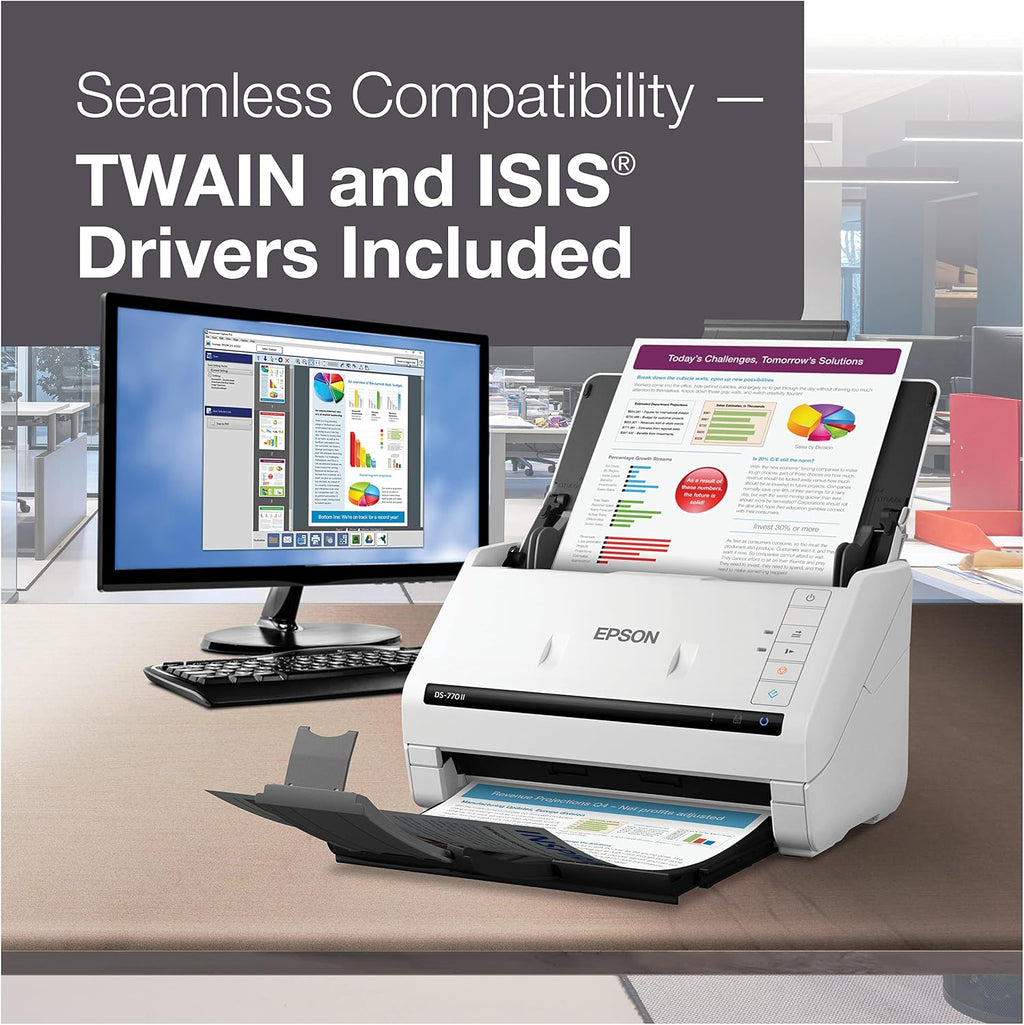 Epson DS-770 II Color Duplex Document Scanner for PC as Well as Mac with 100-page Auto Doc Feeder (ADF), Twain and ISIS Drivers