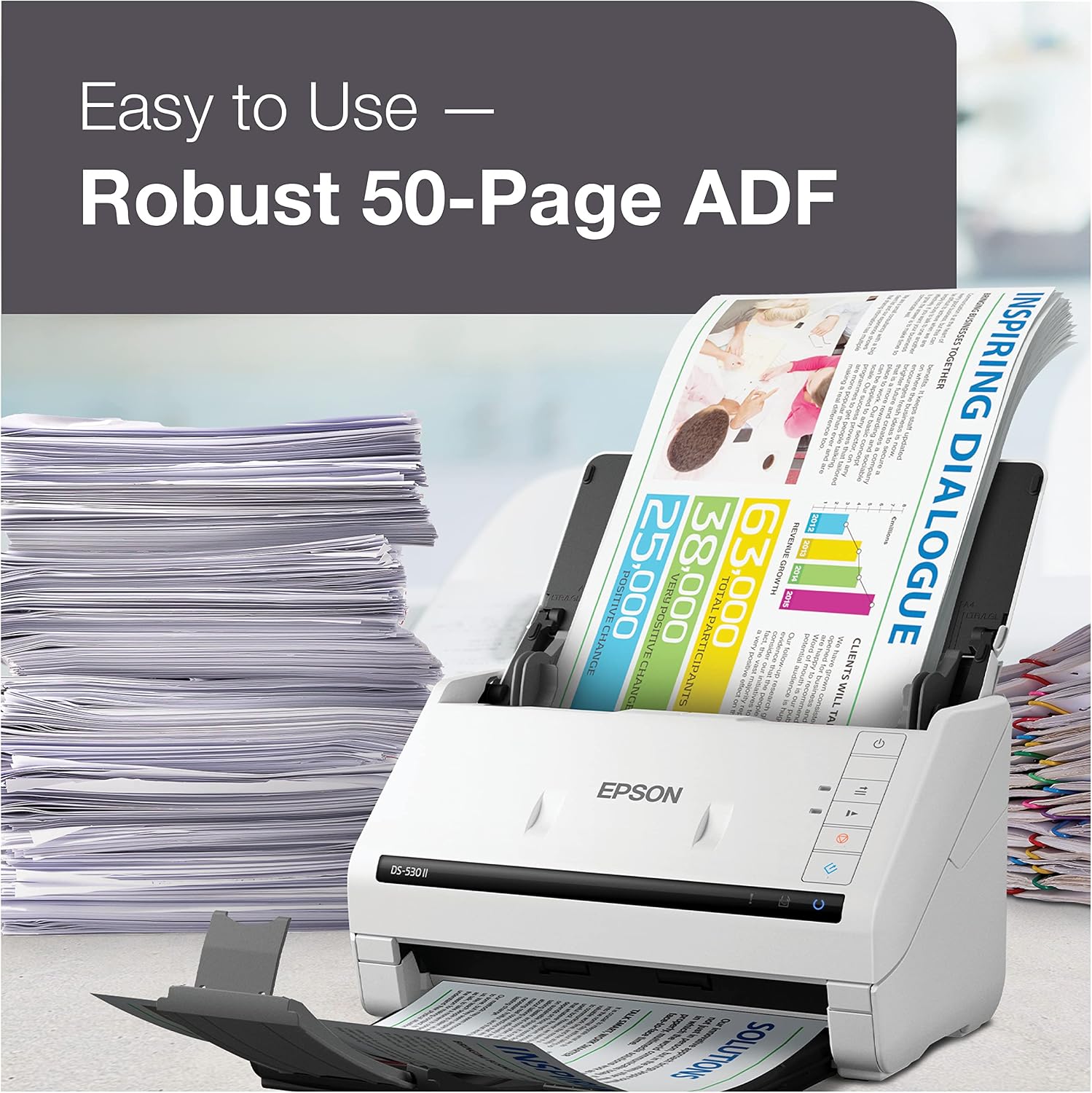 Epson DS-530 II Color Duplex Document Scanner for PC and Mac with Sheet-fed Auto Doc Feeder (ADF)