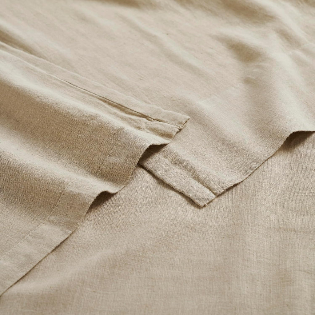 Superior Cotton Linen Blend Sheet Set, Bedsheets for Home Decor, Modern Solid Bedding Includes 1 Oversized Fitted Sheet, 1 Flat Sheet, 2 Pillowcases, Bedroom Essentials, Queen Size, Tan